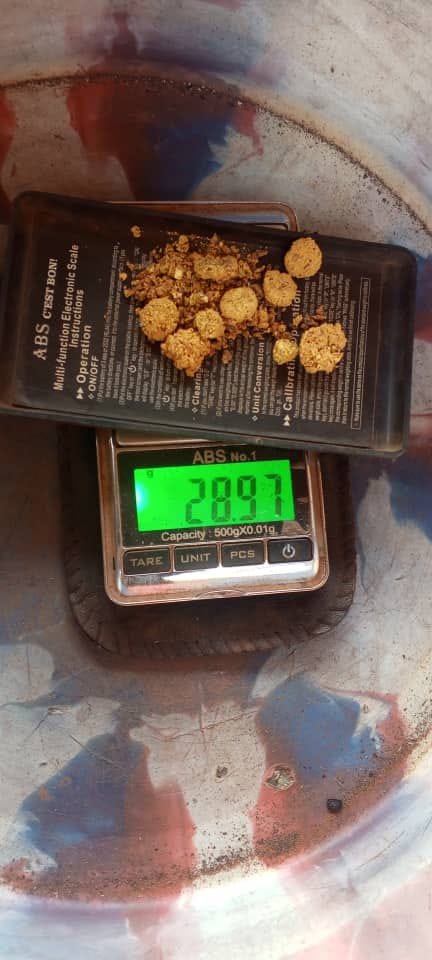 Pépites d'or brutes pesées — 28,97 g